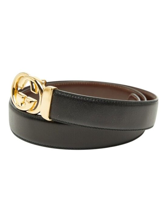 Gucci Vintage 084 Black Brown Leather Belt main image 4